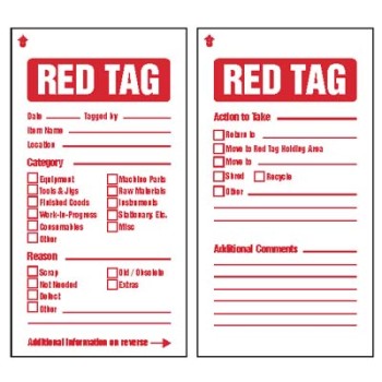 Red Tag - Quality Control - Double Sided Tag - Includes Cable Ties (Pack of 10)