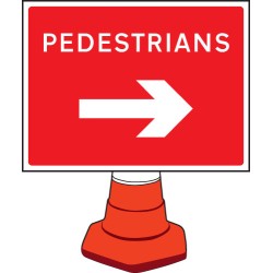 Pedestrians - Arrow Right - Cone Sign