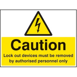 Caution - Lockout Devices Must be Removed By Authorised Personnel Only