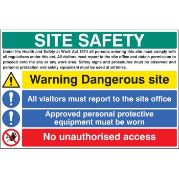 Site Safety - H&S Act - Dangerous Site - Report to Office - PPE - No Unauthorised Access